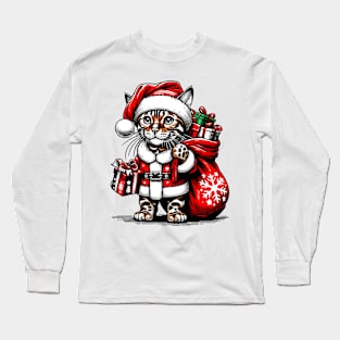 Bengal Cat Santa Claus Christmas Long Sleeve T-Shirt